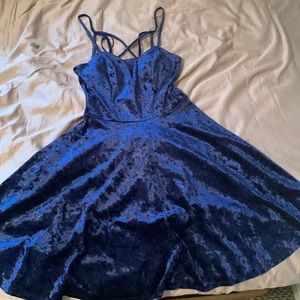 By & By Blue velvet mini dress